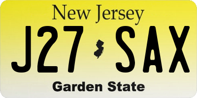 NJ license plate J27SAX