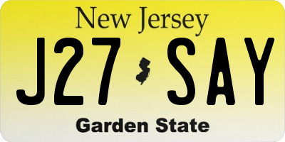 NJ license plate J27SAY