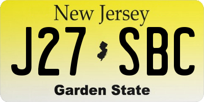 NJ license plate J27SBC