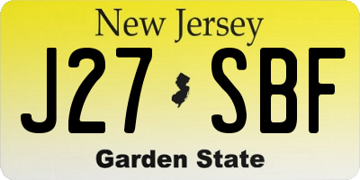 NJ license plate J27SBF