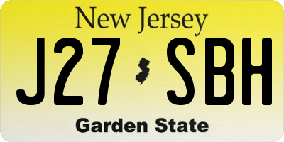 NJ license plate J27SBH