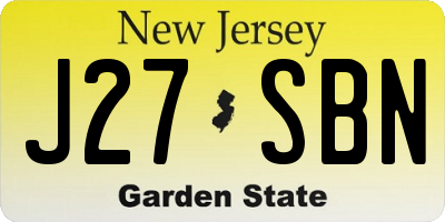NJ license plate J27SBN