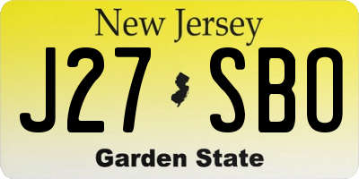 NJ license plate J27SBO