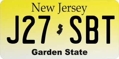 NJ license plate J27SBT