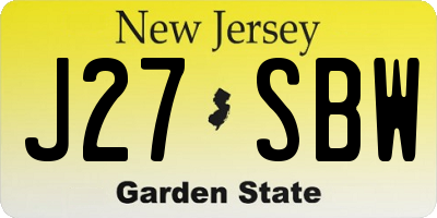 NJ license plate J27SBW