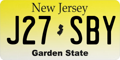NJ license plate J27SBY