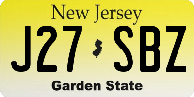 NJ license plate J27SBZ