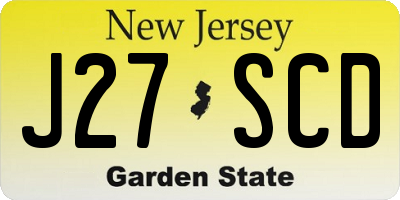 NJ license plate J27SCD
