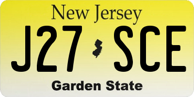 NJ license plate J27SCE