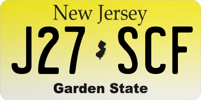 NJ license plate J27SCF