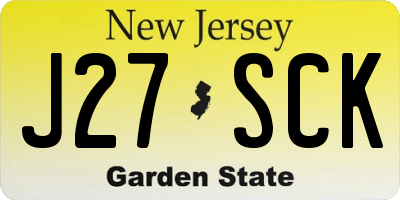 NJ license plate J27SCK