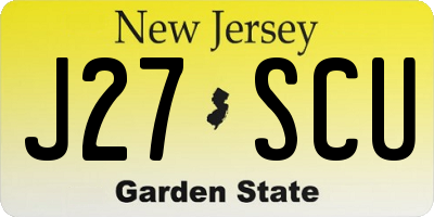 NJ license plate J27SCU