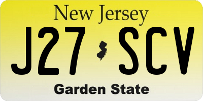 NJ license plate J27SCV