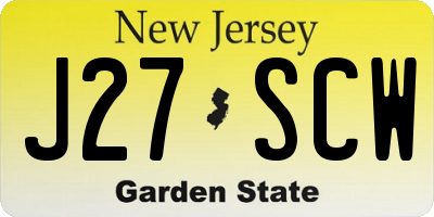NJ license plate J27SCW