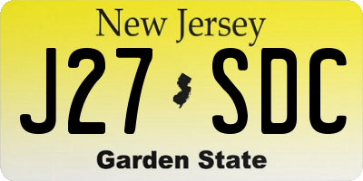 NJ license plate J27SDC