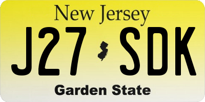 NJ license plate J27SDK