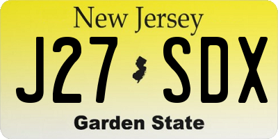 NJ license plate J27SDX