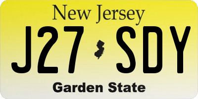 NJ license plate J27SDY