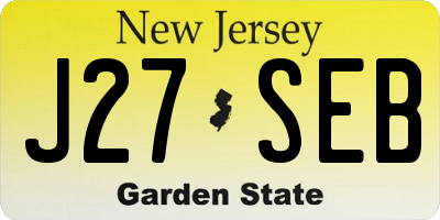 NJ license plate J27SEB
