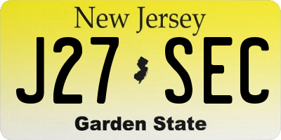 NJ license plate J27SEC