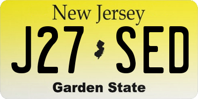 NJ license plate J27SED