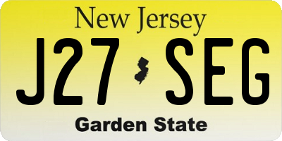 NJ license plate J27SEG