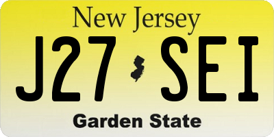 NJ license plate J27SEI