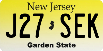 NJ license plate J27SEK