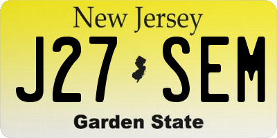 NJ license plate J27SEM