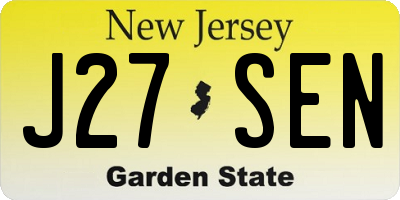 NJ license plate J27SEN