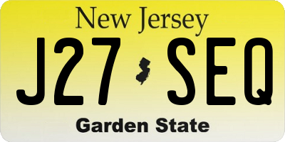 NJ license plate J27SEQ