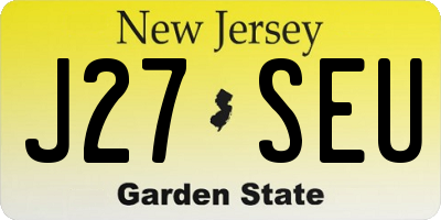 NJ license plate J27SEU