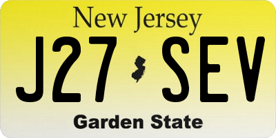 NJ license plate J27SEV