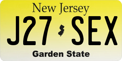 NJ license plate J27SEX