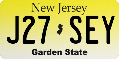 NJ license plate J27SEY