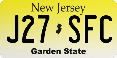 NJ license plate J27SFC
