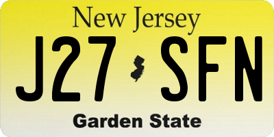 NJ license plate J27SFN