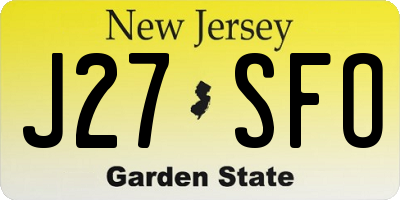 NJ license plate J27SFO