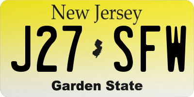 NJ license plate J27SFW
