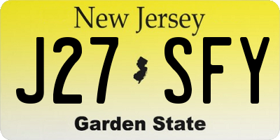 NJ license plate J27SFY