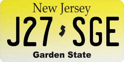 NJ license plate J27SGE