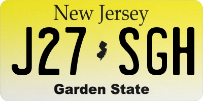 NJ license plate J27SGH