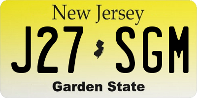NJ license plate J27SGM