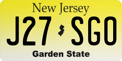 NJ license plate J27SGO