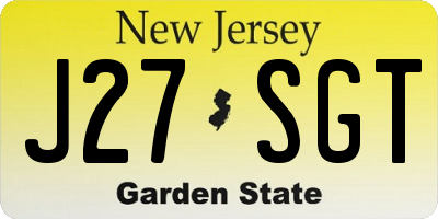 NJ license plate J27SGT