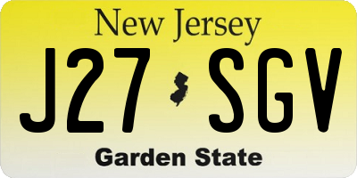 NJ license plate J27SGV