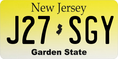NJ license plate J27SGY
