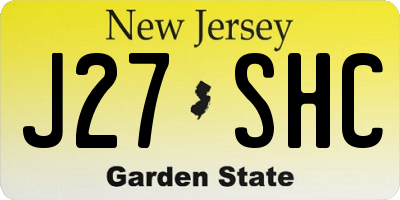 NJ license plate J27SHC