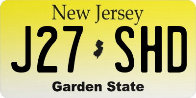 NJ license plate J27SHD