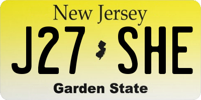 NJ license plate J27SHE
